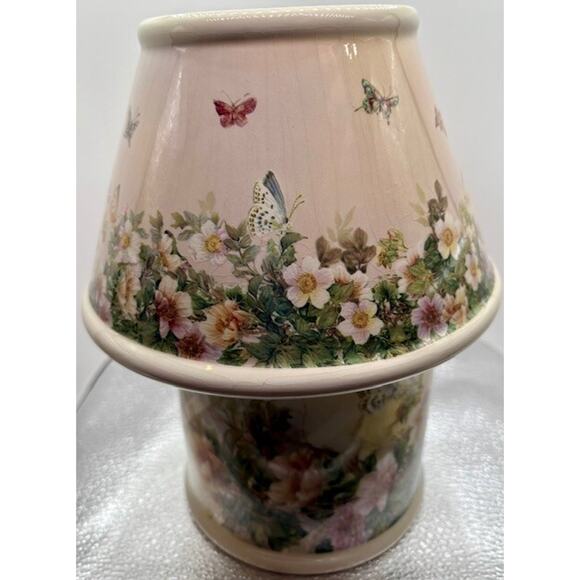 Carson Porcelain Butterflies & Flowers Candle Holder Art By Lena Liu - Picture 2 of 11
